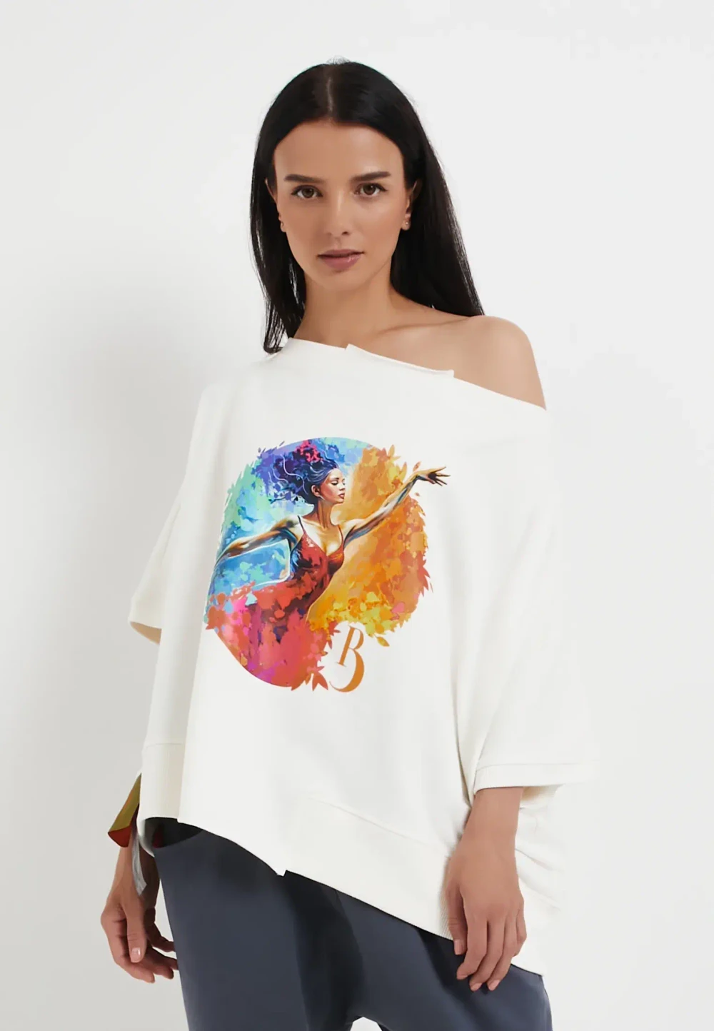 Футболка Летучая мышь принт белый