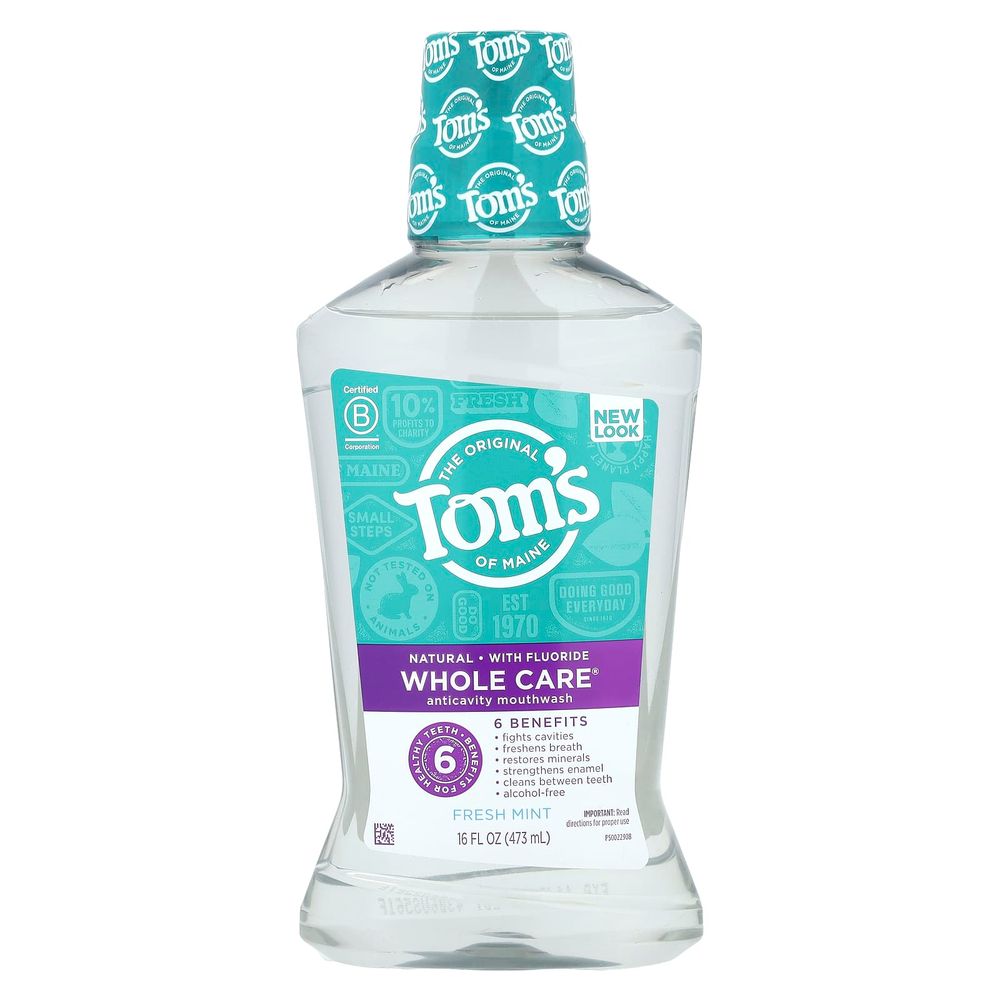 Tom's of Maine, Whole Care®, жидкость для полоскания рта от кариеса, свежая мята, 473 мл (16 жидк. Унций)
