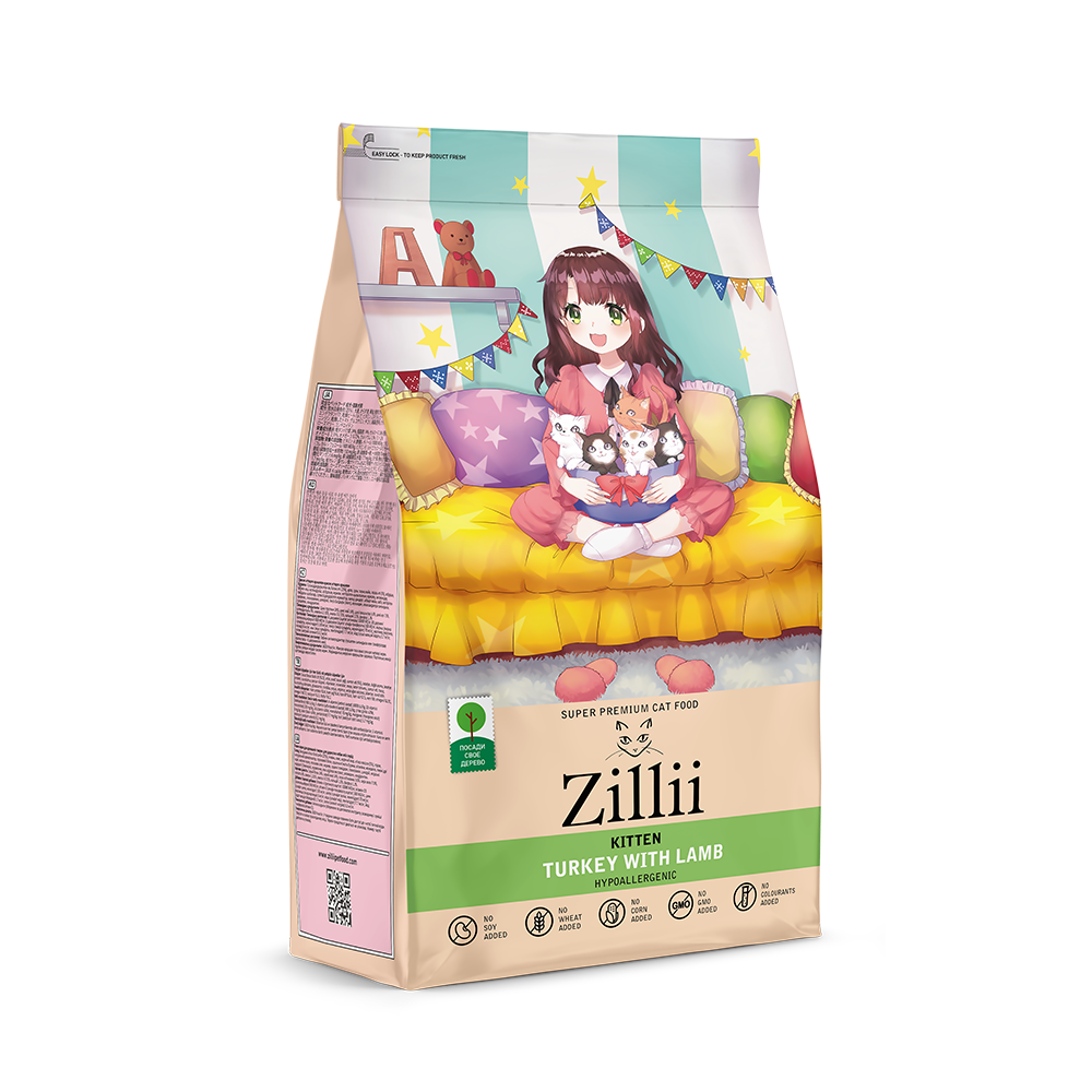 Сухой корм ZILLII Kitten для котят с индейкой и ягнёнком, Фасовка, цена за кг