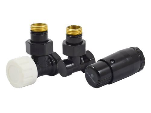 Комплект подключения угловой STANDARD MINI 1/2&amp;quot; (Ral 9005) с термоголовкой MINI DIAMANT М30х1,5