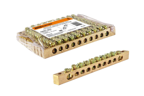 Шина «N» нулевая 6×9мм 10/1 (10 групп/крепеж по краям) TDM