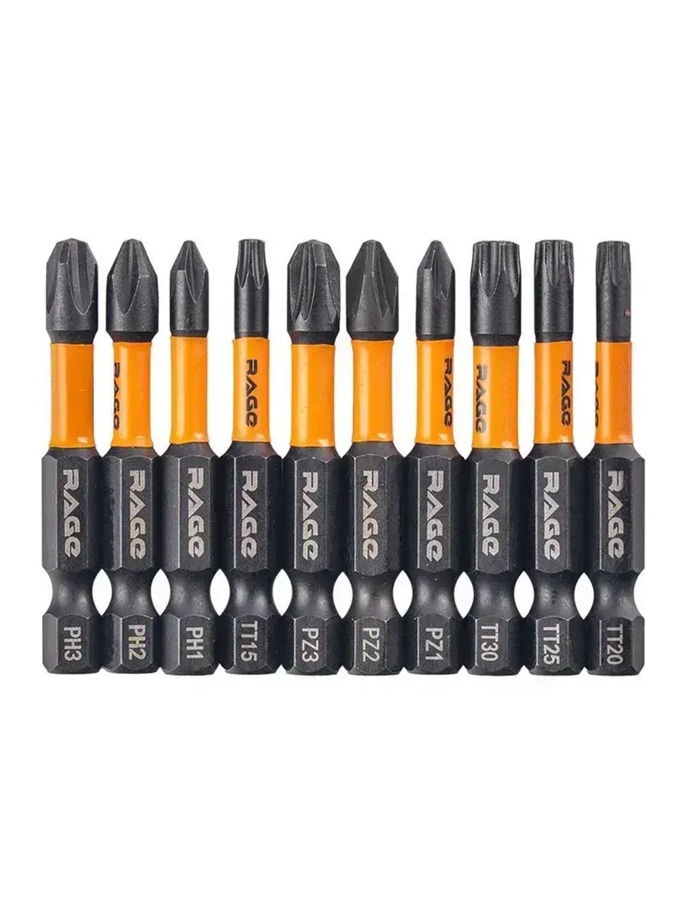 Набор бит торсионных IMPACT S2 PH PZ TORX x 50 мм 10 шт RAGE by VIRA