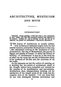 Architectvre, Mysticism and Myth | William Richard Lethaby