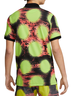 Теннисное поло Nike Printed Slim-Fit - volt/black/black
