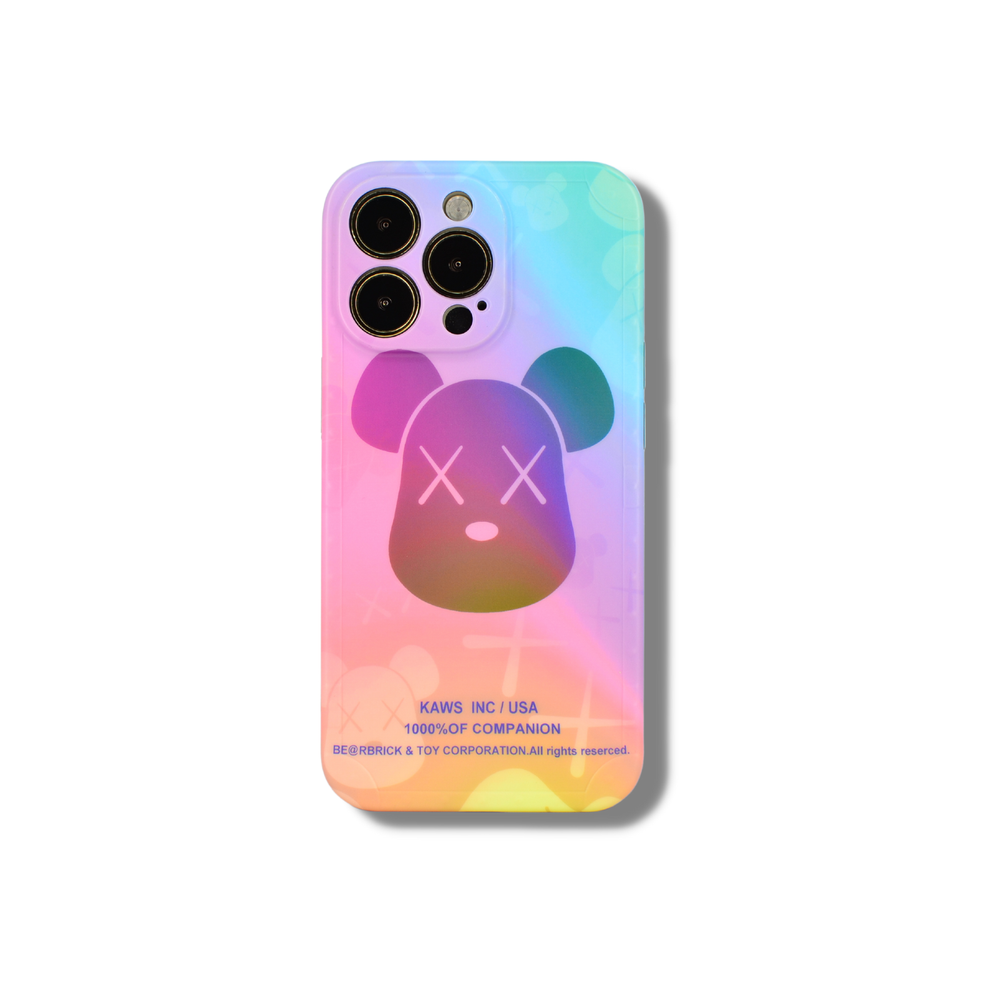 Чехол TPU с защитой камеры. Kaws logo розовый