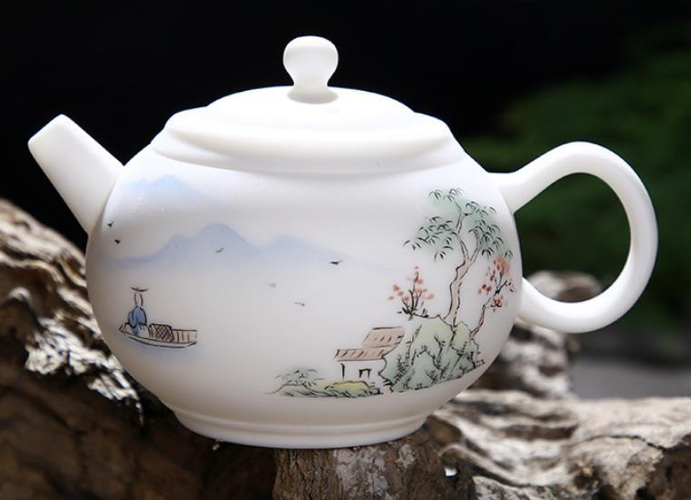 242098.6 Чайник МАТОВЫЙ НЕФРИТ "Горное озеро"  250мл, фарфор белый
