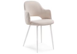 Стул на металлокаркасе Гутрид прошивка ромбы сзади бежевый / белый