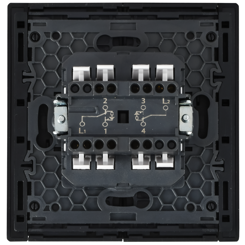 FORTE&PIANO Выключатель 2-клавишный проходной с индикацией 10А FP108M металл черный IEK