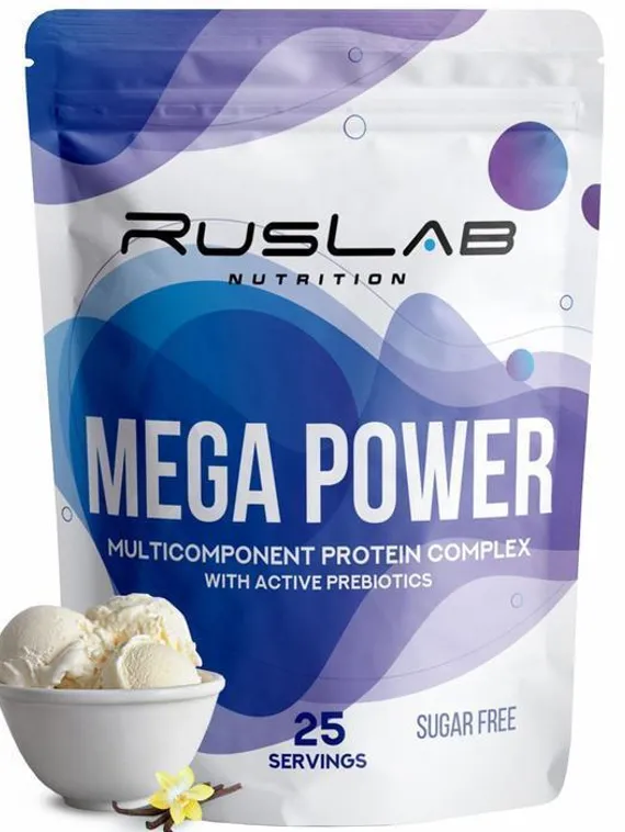 Протеин RusLabNutrition Mega Power Ванильное мороженое, спортивное питание, 800 г