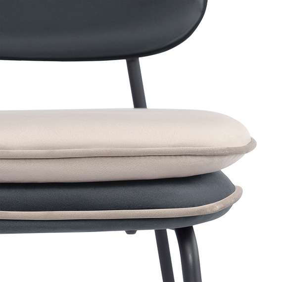 Полубарный стул Pea, темно-серый/бежевый велюр с контрастным кантом