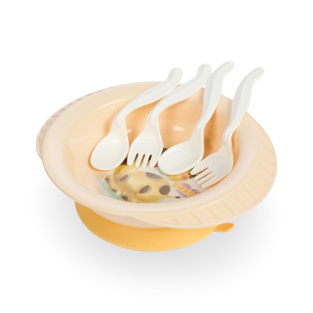 Тарелка детская с набором вилок и ложек Giraffix (ПБ)