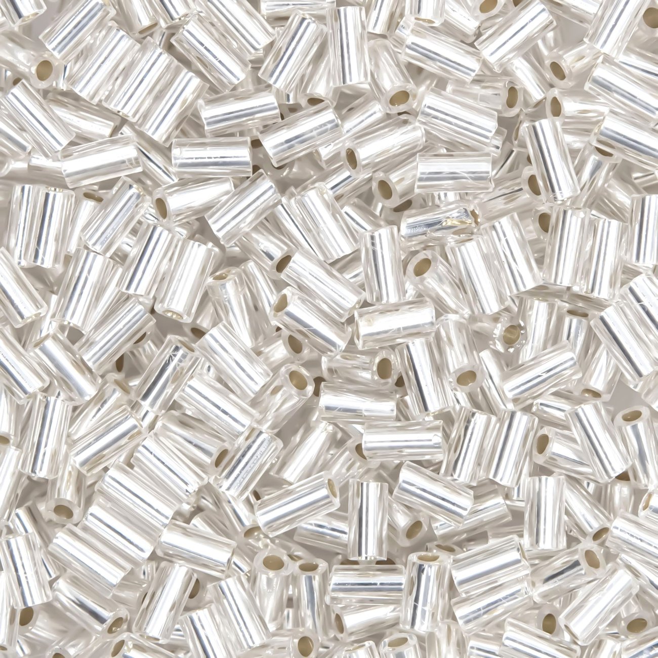 Японский бисер TOHO Bugle (стеклярус) 3mm (№21F), с внутренним серебрением, прозрачный матовый