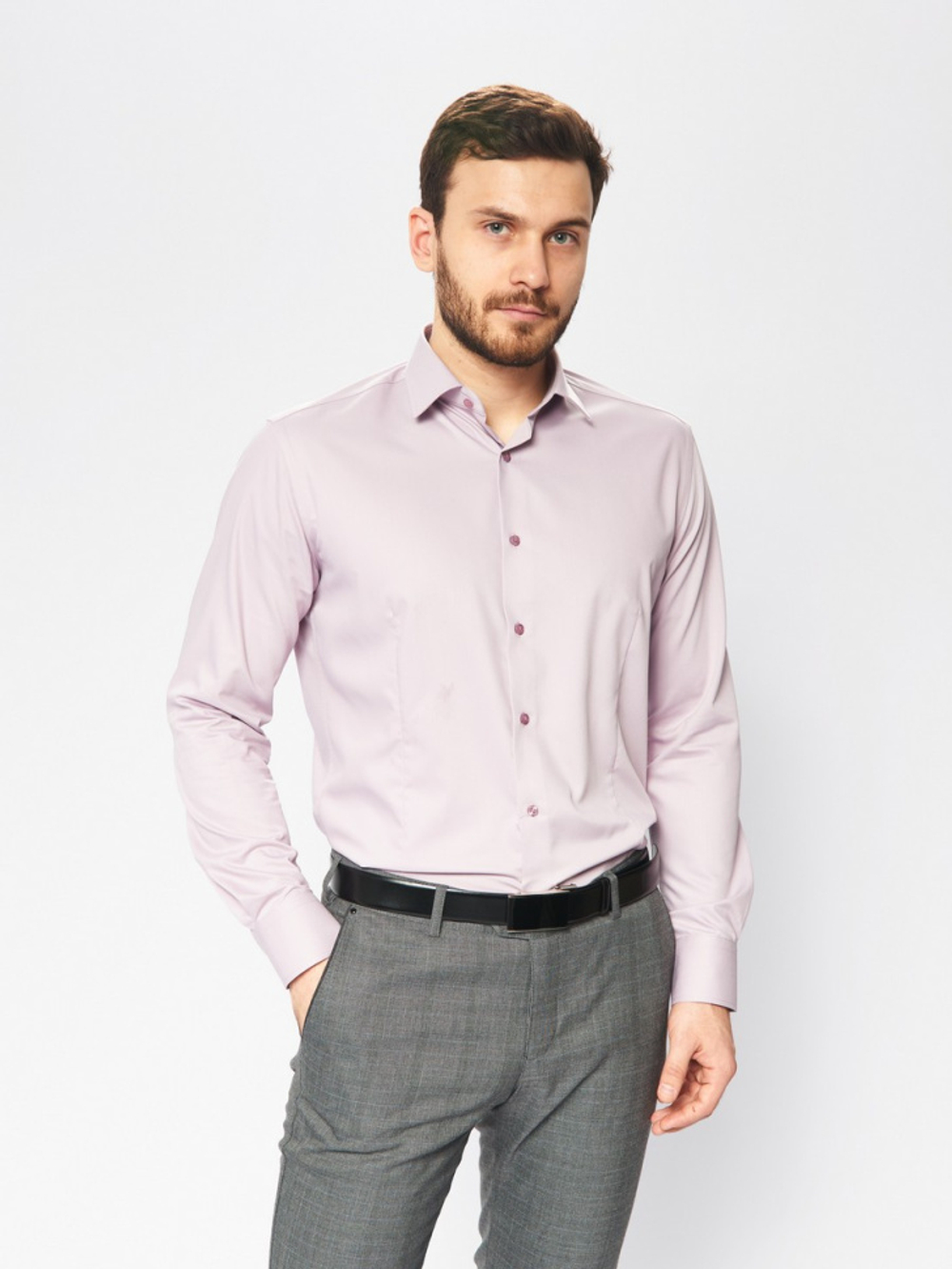 Сорочка GROSTYLE TRENDY Comfort Bamboo Slim fit "Пудра"