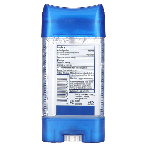 Gillette, Clear Shield, дезодорант-антиперспирант, Cool Wave, 107 г (3,8 унции)