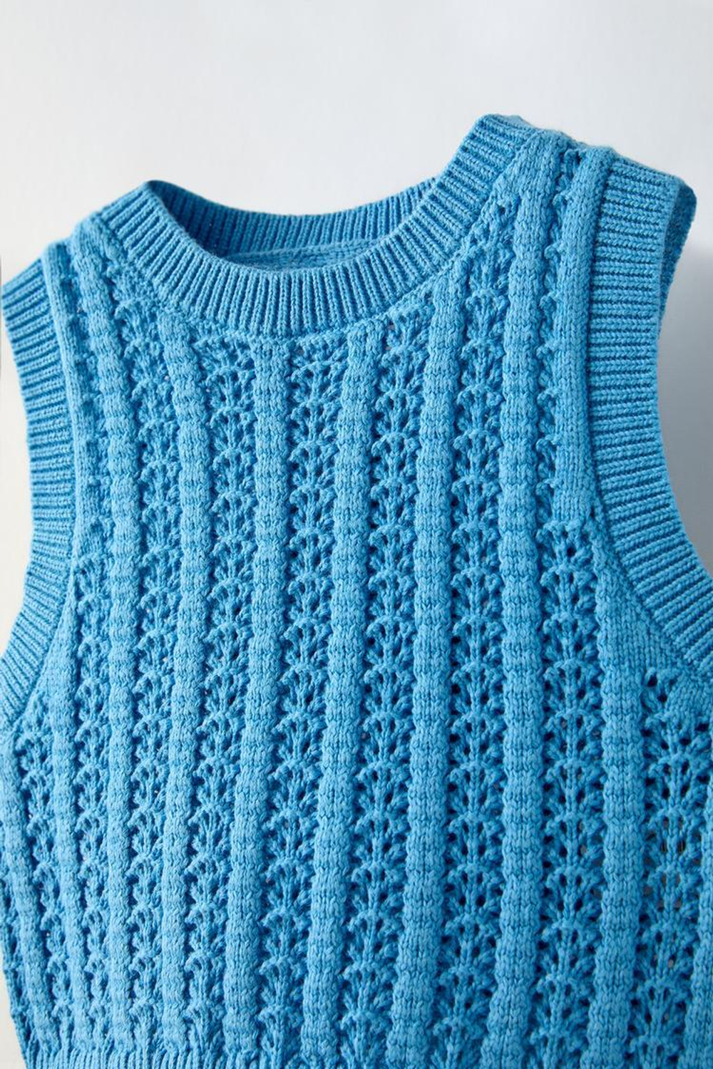 ZARA ТОП ИЗ КРУЖЕВА КРОШЕ, СИНИЙ