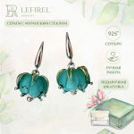 LEFIREL' Серьги серебряные женские "Морская пена" с цветами из муранского стекла / ювелирные украшения из родированного серебра 925