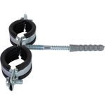 Хомут для труб двухвинтовой сдвоенный STOUT - 1" (32-35 мм, с шпилькой и дюбелем)