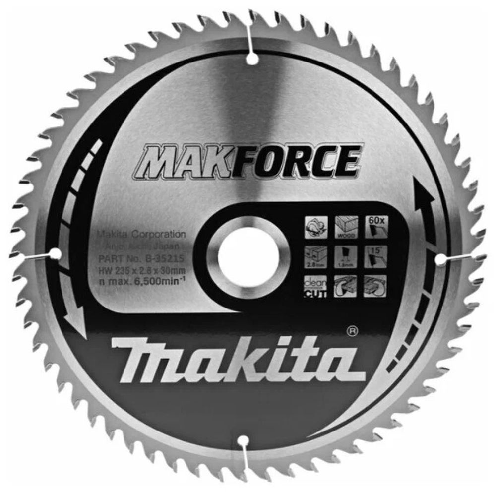 Пильный диск для дерева MAKFORCE, 235x30x1.8x60T Makita B-35215
