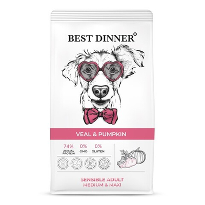 Best Dinner корм для собак средних и крупных пород с телятиной и тыквой (Adult Sensible Medium & Maxi)