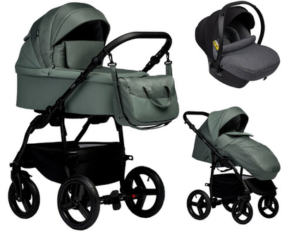 Детская коляска Indigo Impulse Eco 3 в 1 с автокреслом Avionaut Cosmo Grey Ie01 шалфей кожа/шалфей