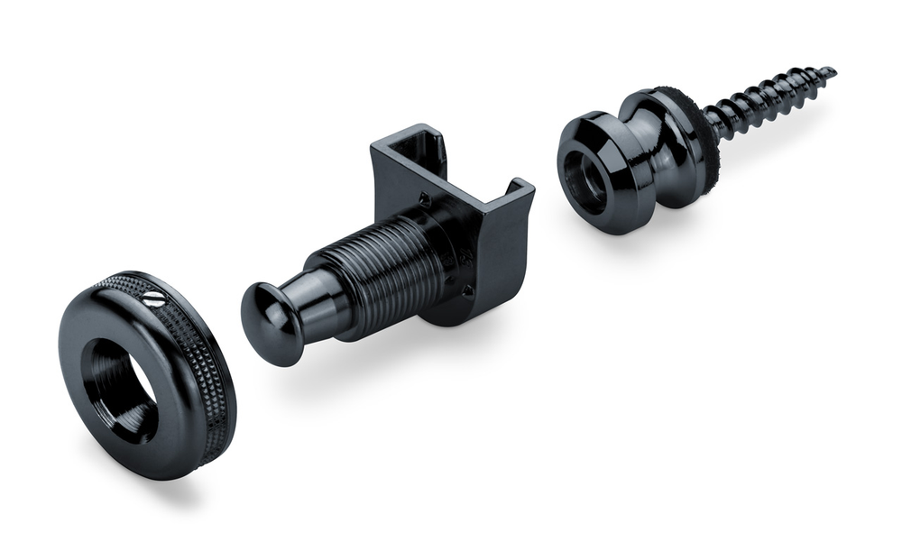 Schaller 14010401 Security lock - Замковое крепление для ремня, покрытие: черный хром, полированный. Вес: 22гр.