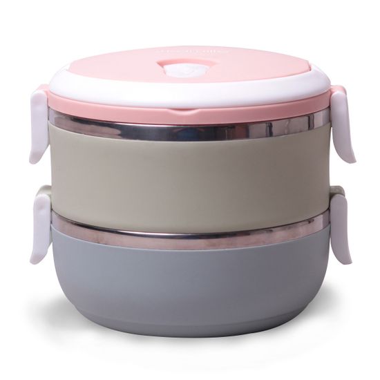 Ланч бокс двойной 1400 мл. Kamille КМ-2116 (пластик, нержавеющая сталь)