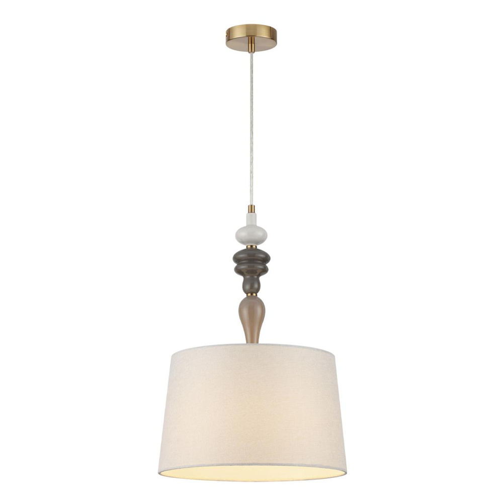5040/1 CLASSIC ODL24 371 античн.бронза/беж.абажур/металл/керамика Подвес E27 1*60W HOMI