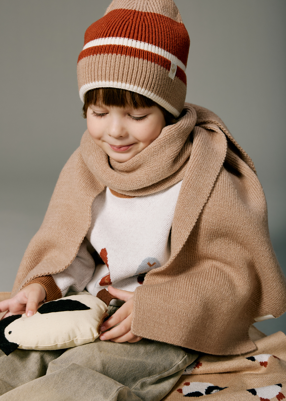 Шарф вязаный (теплый беж)