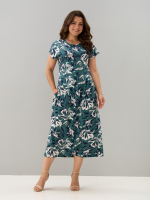 Платье П-026/зеленый-цветыабстракция