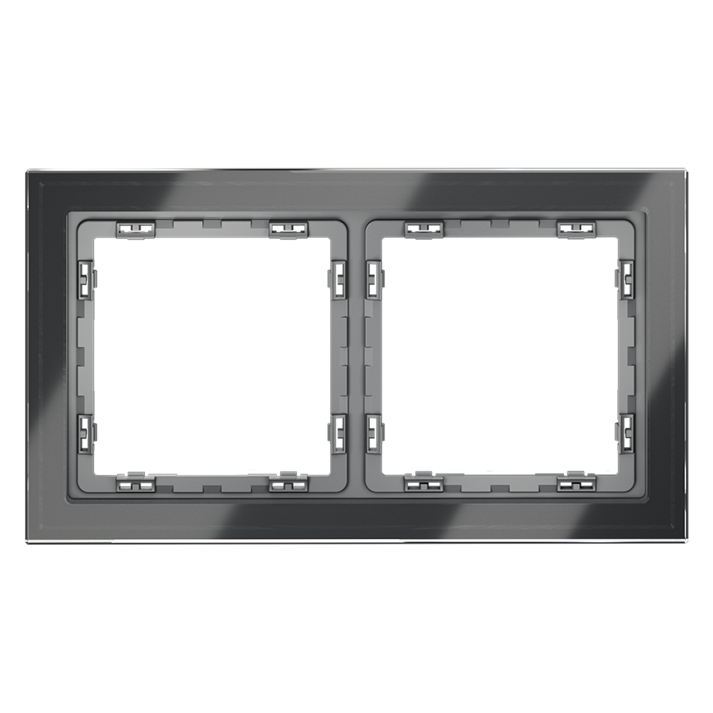 Рамка стеклянная VOLTUM S70 на 2 поста, (графит, стекло)