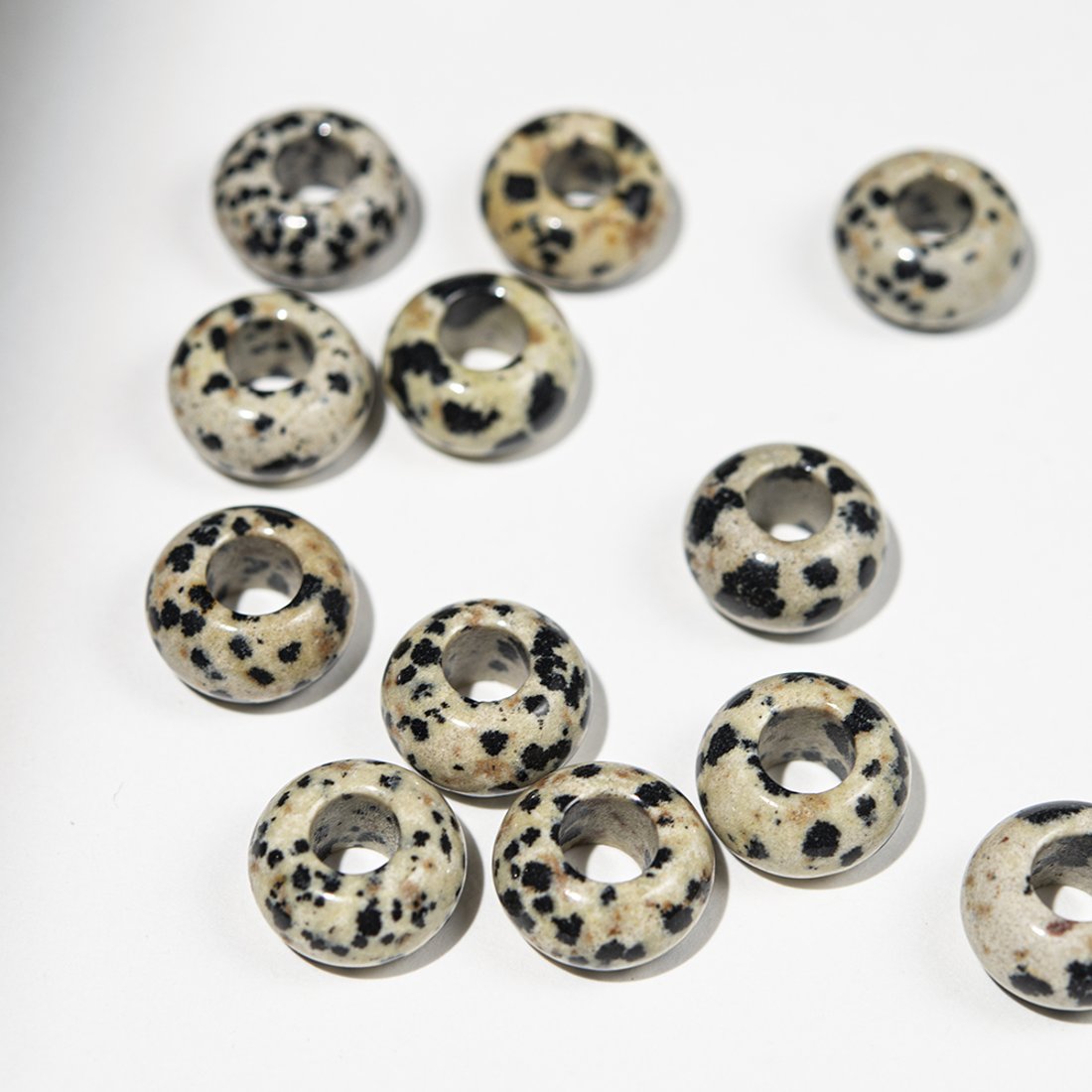 Каменный бублик, 14мм, аплит (яшма далматин) натуральный