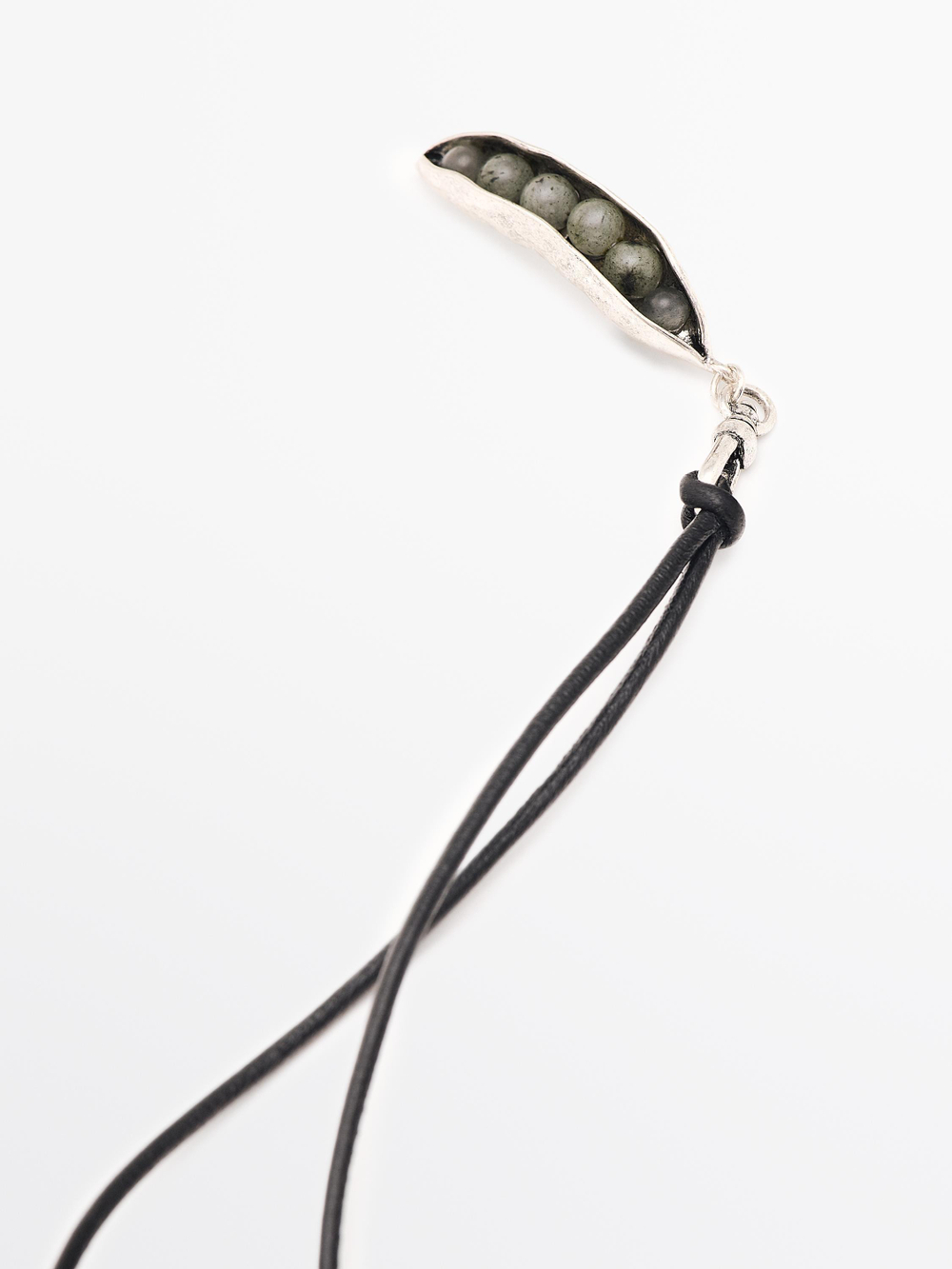 Massimo Dutti Ожерелье-цепочка с подвеской в форме стручка, серебряный