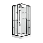 Душевая кабина Niagara Standart ST90/15QL/KL/BKT (90х90х225) низкий поддон(15см),черный,стекло прозрачное,3 места