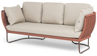 Плетеный диван Фиджи 3-местный (FID-S-3-002 RAL8016 Mua T-red8372(beige160) красный
