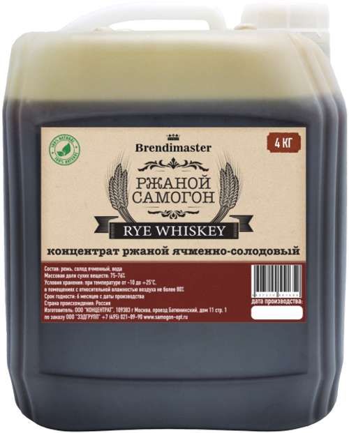 Солодовый экстракт Brendimaster "Ржаной самогон" 4кг.