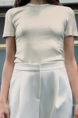 ZARA ТОП В РУБЧИК С МЕТАЛЛИЧЕСКИМ БЛЕСКОМ, ЗОЛОТИСТЫЙ