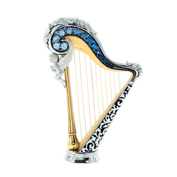 Брошь Арфа с Сапфирами, Эмаль, Brs0267-3/1