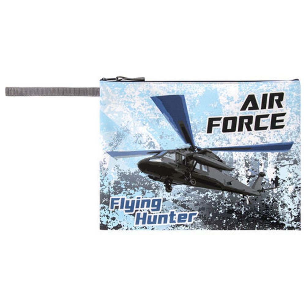 Папка для тетрадей BRAUBERG А4, 1 отделение, ткань, молния сверху, с ручкой, "AirForce", 270328