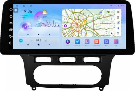 Магнитола для Ford Mondeo 4 2007-2010 (рамка чёрная) - FarCar монитор 12.3" 2K QLED на Android 14, TS10, CarPlay, 4G SIM-слот