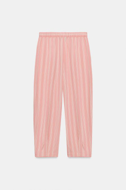 ZARA БРЮКИ-БАЛЛОНЫ В ПОЛОСКУ — ZW COLLECTION, РОЗОВЫЙ/БЕЛЫЙ