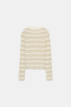 ZARA ДЖЕМПЕР СТРУКТУРНОЙ ВЯЗКИ, ЭКРЮ