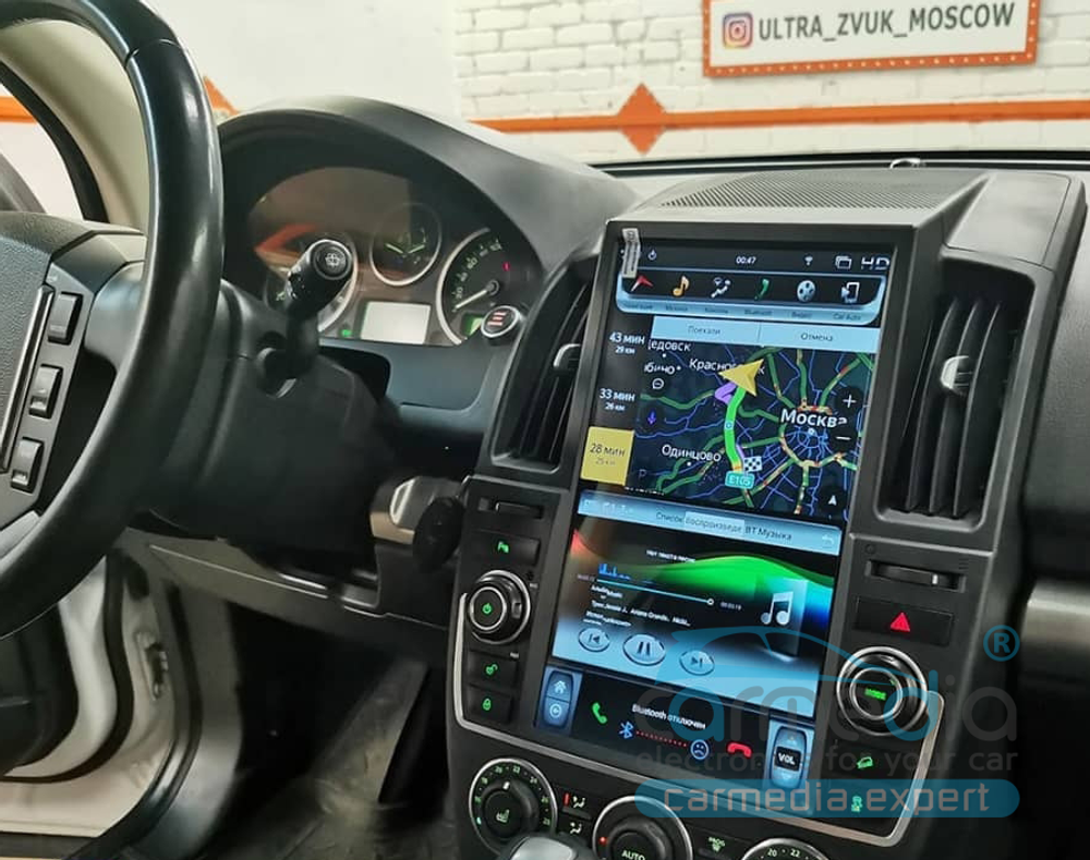 Магнитола для Land Rover Freelander 2 2007-2012 - Carmedia NH-1302 экран 13.6" в стиле "Тесла" на Android 10, 6/128Гб, CarPlay, 4G SIM-слот