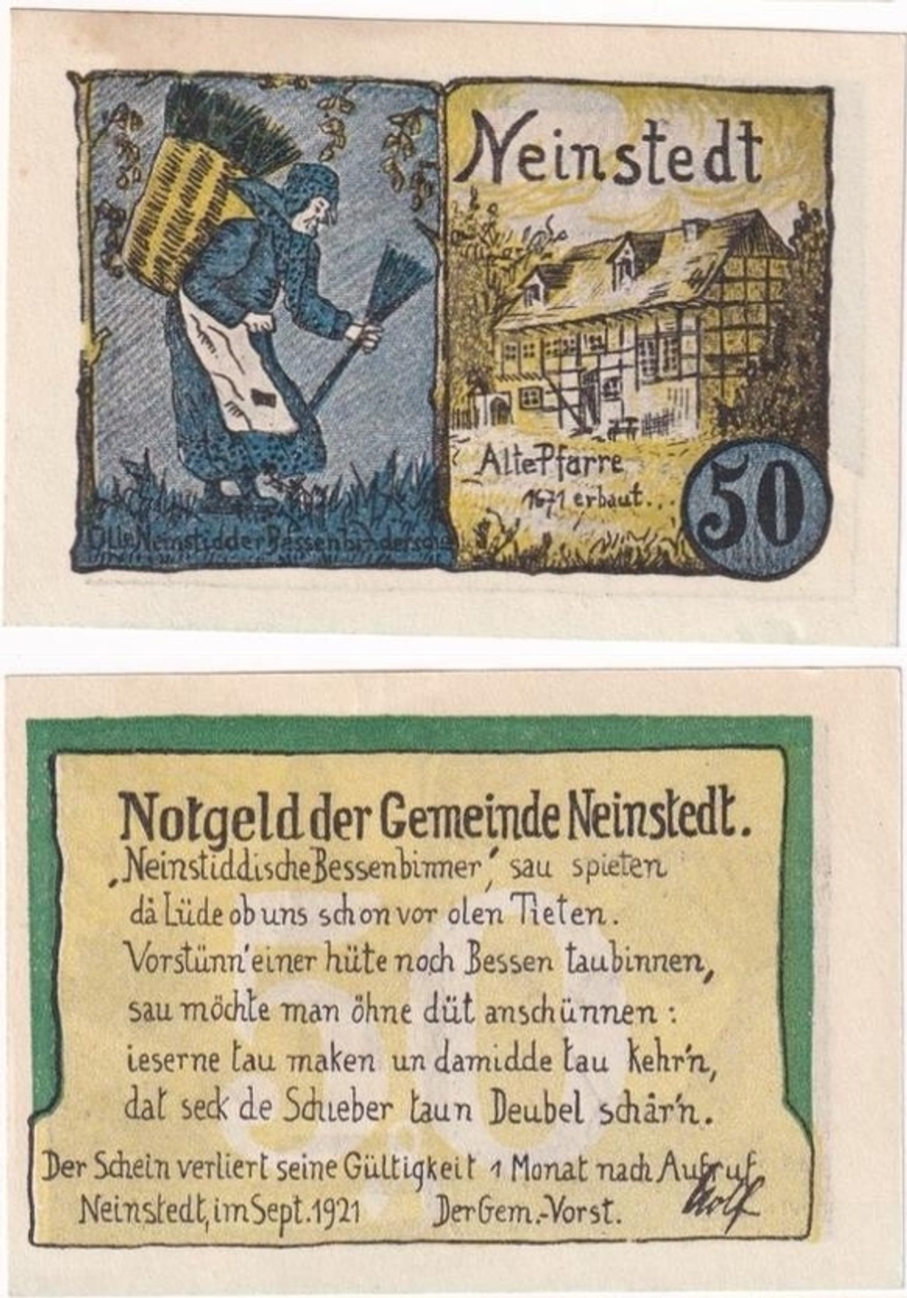 Австрия 50 геллеров 1920 Найнштедт-ам-Гарц aUNC