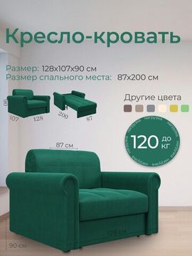 Кресло Палермо 0,8 - Velutto 33 изумрудный/кант 33 изумрудный