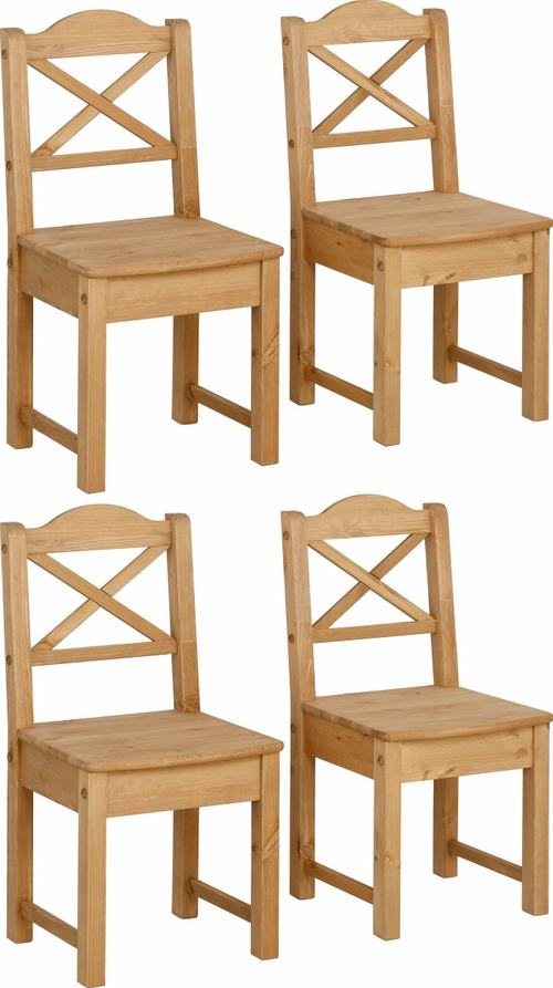 Комплект прочных стульев Ванда 45х45 см с анатомической спинкой, 4 шт. из массива сосны в натуральном цвете, для кухни, столовой, гостиной и дома
