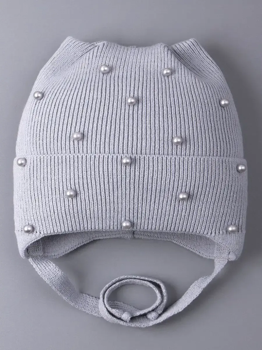 Шапка для девочки с ушками осенняя