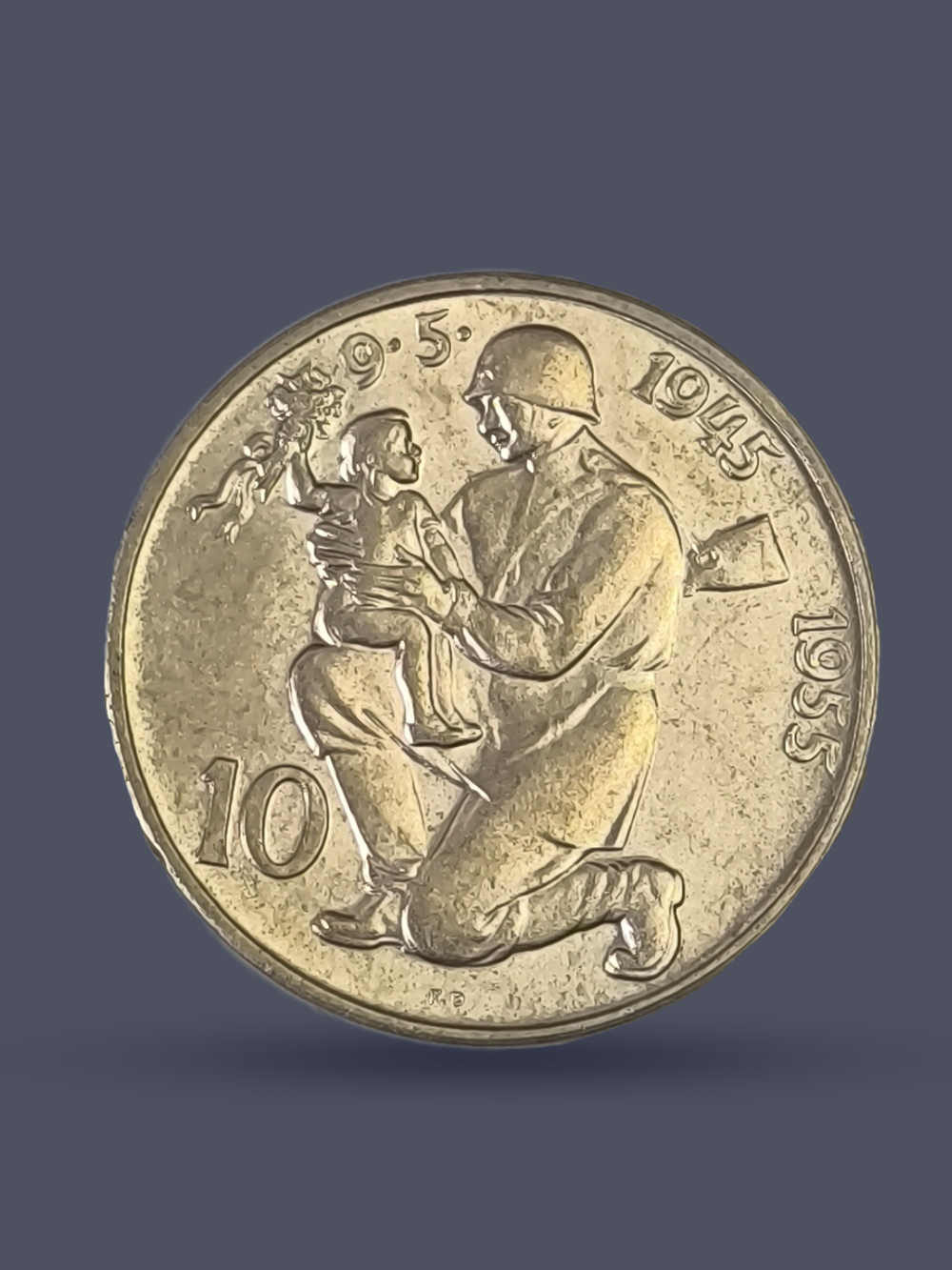 Монета 25 крон 1955 год "10 летие освобождения" Чехословакия