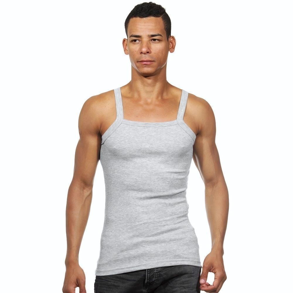 Серая мужская майка с квадратным вырезом горловины (Размер: XL) (Цвет: серый)