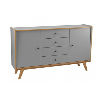 Тумба «Винтаж» 2 двери 4 ящика серый лак 7042/браун