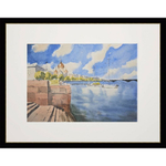 Картина авторская акварельная в паспарту 30х40 см на стену для интерьера "Набережная в Питере"